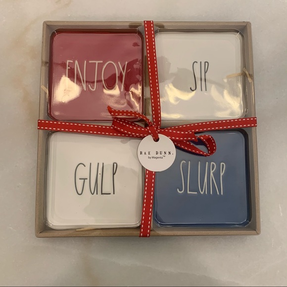 Rae Dunn ENJOY, SIP, GULP, SLURP Coaster Set